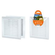 Решетка разъемная с москитной сеткой, наклонные жалюзи, белая, 175х175 TDM