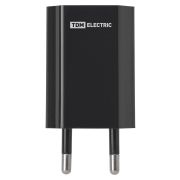 Сетевое зарядное устройство, СЗУ 2, 1 А, 1 USB, черный, TDM