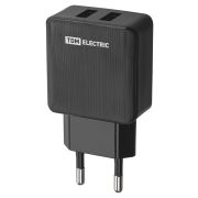 Сетевое зарядное устройство, СЗУ 4, 2,1 А, 2 USB, черный, TDM