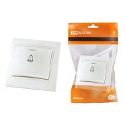 Кнопка звонковая с подсветкой 6А (основание керамика) белая «Таймыр» TDM