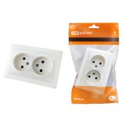 Розетка двойная 2П 10А 250В (основание керамика) белая «Таймыр» TDM