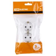 Розетка двойная 2П+З 16А 250В (основание керамика) белая «Таймыр» TDM