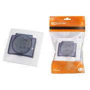 Розетка 2П+З с защ. шт. и крышкой 16А 250В IP44 (основание керамика) белая «Таймыр» TDM