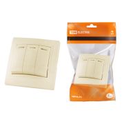 Выключатель 3 кл. с подсветкой 10А (основание пластик) сл. кость «Таймыр» TDM