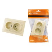 Розетка двойная 2П с защ. шт. 10А 250В (основание керамика) сл. кость «Таймыр» TDM