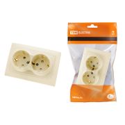 Розетка двойная 2П+З с защ. шт. 16А 250В (основание керамика) сл. кость «Таймыр» TDM
