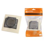 Розетка 2П+З с защ. шт. и крышкой 16А 250В IP44 (основание керамика) сл. кость «Таймыр» TDM