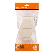 Розетка двойная 2П+З с защ. шт. и крышкой 16А 250В IP44 (основание пластик) сл. кость «Таймыр» TDM