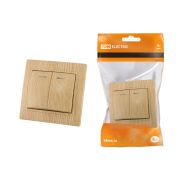 Выключатель 2 кл. с подсветкой 10А «ЭКО» (сосна) «Таймыр» TDM