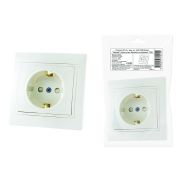 Розетка 2П+З с защ. шт. 16А 250В белая «Таймыр» (пром. упак., бакелит. основание) TDM