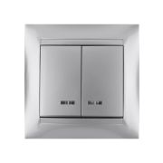 Выключатель 2 кл. с подсветкой 10А серебр. металлик «Лама» TDM