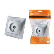 Розетка телевизионная простая (0-2400МГц, «мама») серебр. металлик «Лама» TDM