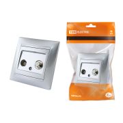 Розетка TV («мама») + SAT (F-разъем) 0-2400МГц серебр. металлик «Лама» TDM