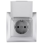 Розетка 2П+З 16А 250В IP44 с крышкой серебр. металлик «Лама» TDM