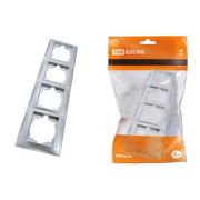 Рамка 4-х постовая горизонтальная серебр. металлик «Лама» TDM