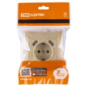 Розетка 2П+З 16А 250В + 2 USB порта 2,1А 5В сосна «Лама» TDM