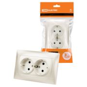 Розетка двойная 2П+З 16А 250В  перламутр «Лама» TDM