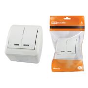 Выключатель 2-кл. открытой установки с подсветкой IP44 10А белый «Селигер» TDM
