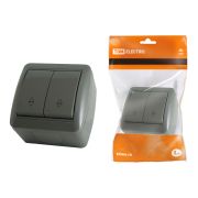 Выключатель на 2 направления 2-кл. открытой установки IP44 10А серый «Селигер» TDM