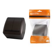 Выключатель 2-кл. открытой установки IP44 10А шоколад «Селигер» TDM