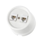 Розетка двойная телефонная RJ11 белая «Болонь» TDM