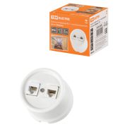 Розетка телефонная RJ11 + компьютерная RJ45 белая «Болонь» TDM