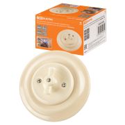 Выключатель скрытой установки фарфоровый поворотный перекрёстный с ручкой (бантик) 10А сл. кость «Болонь» TDM