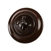 Выключатель скрытой установки фарфоровый поворотный 2-кл. с ручкой (бантик) 10А коричневый «Болонь» TDM