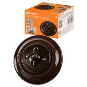 Выключатель скрытой установки фарфоровый поворотный проходной с ручкой (бантик) 10А коричневый «Болонь» TDM