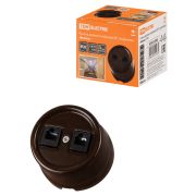 Розетка двойная телефонная RJ11 коричневая «Болонь» TDM