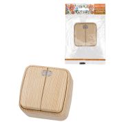 Выключатель 2-кл. открытой установки с подсветкой IP20 10А, сосна «Дача» Народная