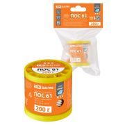 Припой ПОС 61, трубка с канифолью, ГОСТ 21931-76, Ø2 мм, 200 г, катушка, инд. упак., «Алмаз» TDM