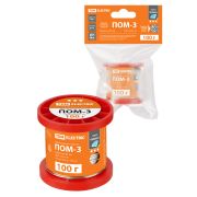 Припой ПОМ-3, проволока, ГОСТ 21931-76, Ø1 мм, 100 г, катушка, инд. упак., «Алмаз» TDM