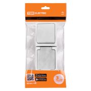 Блок (вертикальный) выключатель 1-кл. + розетка 2П+З с з/ш БКВР IP54 белый «Вуокса» TDM