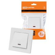 Выключатель на 2 направления 1 кл. с подсветкой 10А белый «Сенеж» TDM