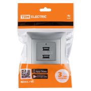 Розетка 2USB порт 2,1А 5В металлик «Лама» TDM