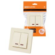 Выключатель 2 кл. с подсветкой 10А сл. кость «Сенеж» TDM