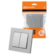 Выключатель 2-х кл. 10А серебр. металлик «Сенеж» TDM