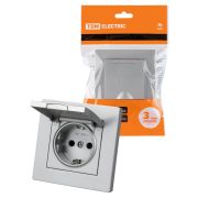 Розетка 2П+З 16А 250В IP44 с защ. шт. с крышкой серебр. металлик «Сенеж» TDM