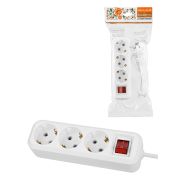 Удлинитель 3 гнезда, 10 метров, с/з, выкл., 16 А, 3680 Вт, белый, НАРОДНЫЙ У1-33058 (Ун1 331-0001)