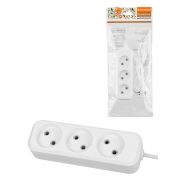 Удлинитель 3 гнезда, 7 метров, б/з, 10 А, 2300 Вт, белый, НАРОДНЫЙ У-32015 (Ун 320-0001)
