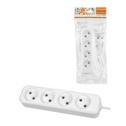 Удлинитель 4 гнезда, 10 метров, б/з, 10 А, 2300 Вт, белый, НАРОДНЫЙ У-42016 (Ун 420-0001)