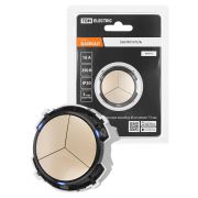 Выключатель 3-кл. 16А 250В проходной кнопочный механизм шампань, «Байкал» TDM