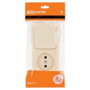 Блок комбинированный выкл. 1-кл. 10А + розетка 2П 10А 250В БКВР IP20 сл. кость «Ладога» TDM