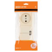 Блок комбинированный выключатель 2-кл. 10А с подсветкой + розетка 2П 10А 250В БКВР IP20 сл. кость «Ладога» TDM