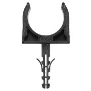 Крепеж-клипса для трубы 25 мм с дюбелем (100 шт.) черная TDM