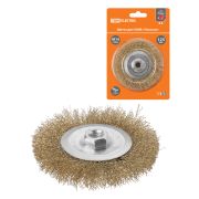 Щетка для УШМ «плоская», 125 мм, гайка М14, латунированная витая проволока d 0,3 мм, «Рубин», TDM