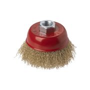 Щетка для УШМ «чашка», 75 мм, гайка М14, латунированная витая проволока d 0,3 мм, «Рубин», TDM