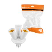 Переходник Е27-3хЕ27, узкий, белый, TDM