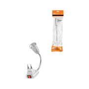 Переходник вилка-Е27 гибкий 150 мм с выключателем, серебро, TDM